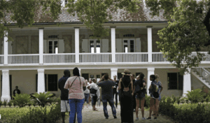 Visitors outside the Whitney Plantation
